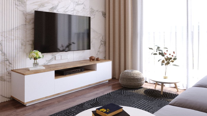 Hanah Home Soporte de TV Fr7-Aw Pino Atlántico y Blanco